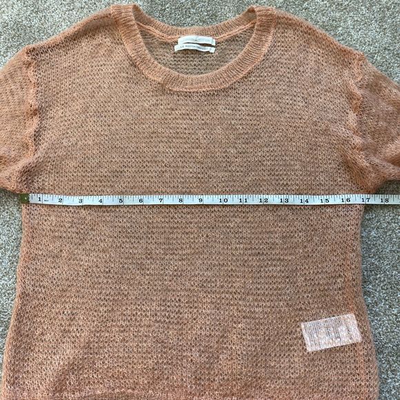 Urban Outfitters Wool Blend Fine Open Knit Sweater Peach Orange Size L Boho - Picture 7 of 8